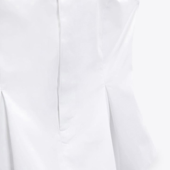 White Gabardine Strapless Bustier Zara Peplum Blouse Top - Picture 8 of 11